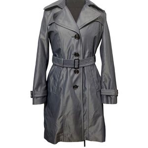 LONDON FOG Metallic Grey Trench Coat (XS)